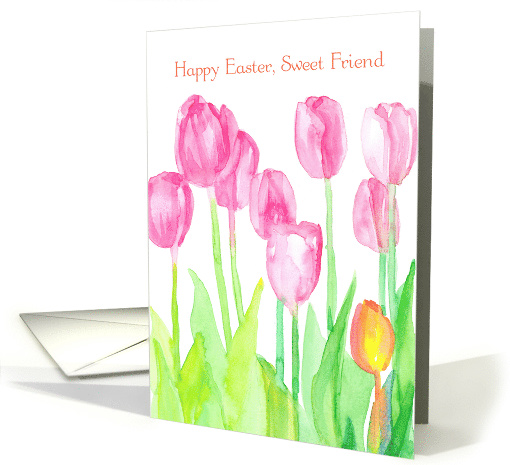 Happy Easter Sweet Friend Pink Tulip Garden card (1223790)