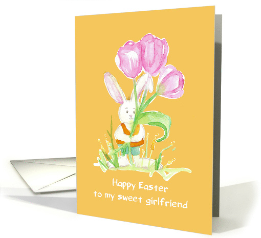 Happy Easter To My Sweet Girlfriend Rabbit Tulips card (1224570)