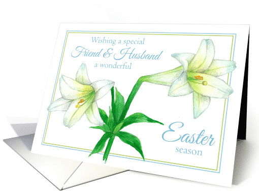 Happy Easter Friend and Husband Lily Flower card (1228094)