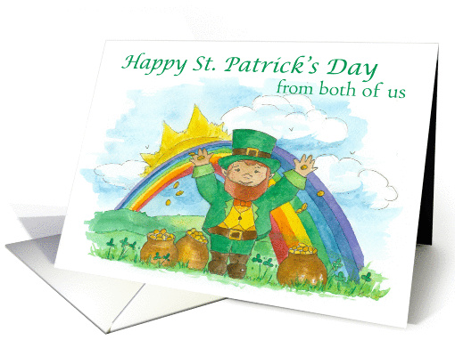 Happy St. Patrick's Day From Both of Us Leprechaun Rainbow card