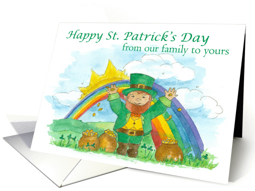 Happy St. Patrick's Day From Our Family To Yours Leprechaun card