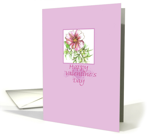 Happy Valentine's Day I Love You Pink Coreopsis card (124247)