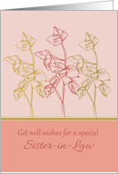 Get Well Wishes Sister in Law Green Leaves Drawing card