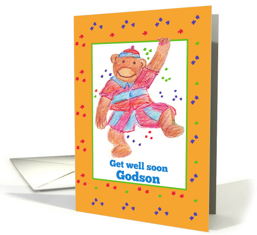 Get Well Soon Godson Monkey Stars card (1242974)