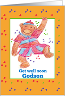 Get Well Soon Godson Monkey Stars card