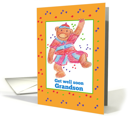 Get Well Soon Grandson Monkey Stars card (1242984)