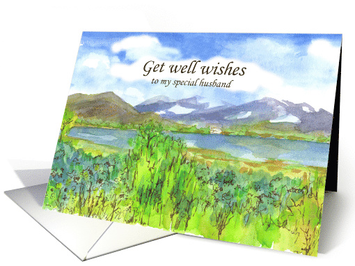 Get Well Wishes Special Husband Lake Painting card (1243016)