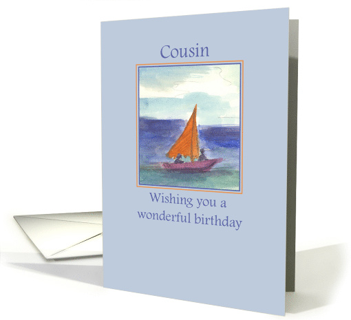 Happy Birthday Cousin Sailing Watercolor card (1245496)