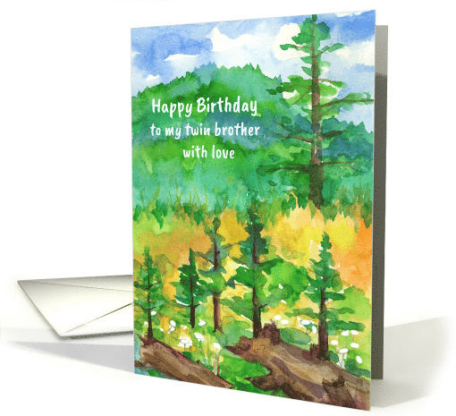 Happy Birthday Twin Brother Forest Mountain Trees card (1245512)