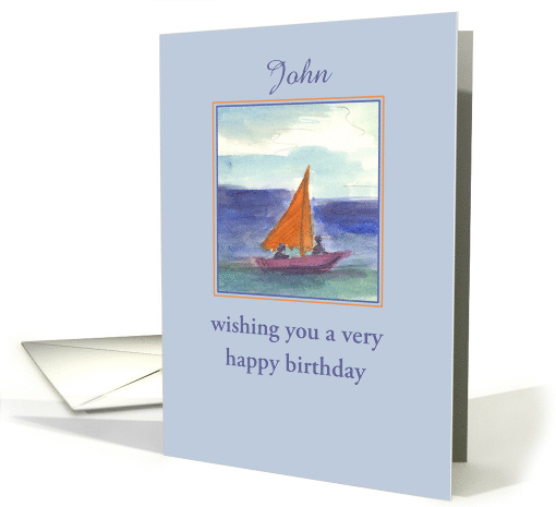 Happy Birthday Sailing Watercolor Ocean Custom card (1245542)