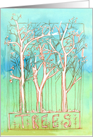 Celebrate Arbor Day Green Trees Watercolor card