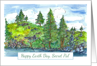 Happy Earth Day Secret Pal Trees Landscape Watercolor card