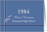 Custom Class Reunion Invitation Blue Stripes Leaves card