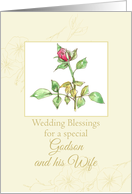 Wedding Congratulations Godson and Wife Watercolor Art card