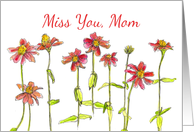 Miss You Mom Red Zinnia Flower Watercolor card