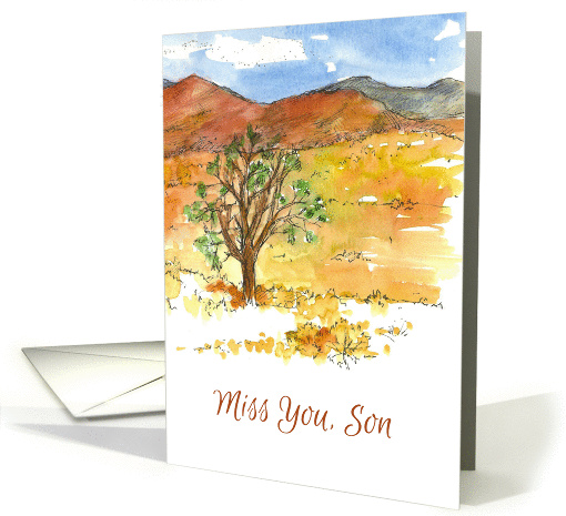 Miss You Son Mountain Landscape Watercolor card (1254470)