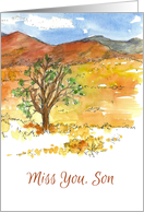 Miss You Son Mountain Landscape Watercolor card