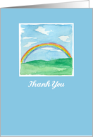 Thank You Rainbow Grass Hills Watercolor Painting card