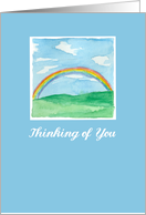 Thinking of You Rainbow Grass Hills Watercolor Painting card