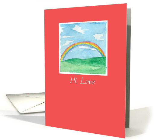 Hi Love Rainbow Landscape Watercolor Painting card (1261828)