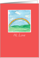 Hi Love Rainbow Landscape Watercolor Painting card