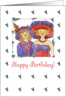 Happy Birthday Ladies In Red Hats Watercolor Art card