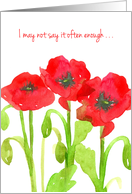 I love You Valentine’s Day Poppy Flowers card
