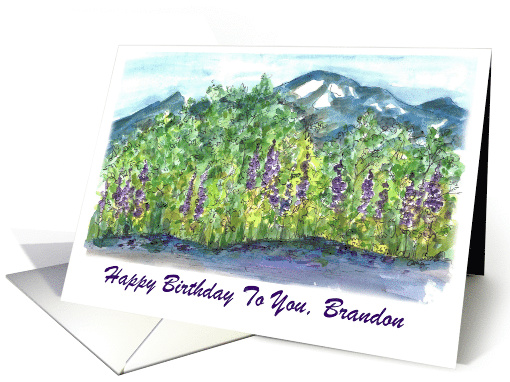 Custom Name Card Happy Birthday Mountain Landscape Art card (1264946)