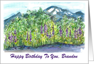 Custom Name Card Happy Birthday Mountain Landscape Art card