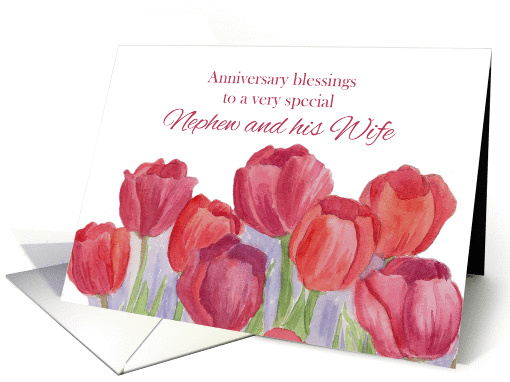 Anniversary Blessings Nephew and Wife Red Tulips card (1266078)