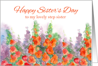 Happy Sister’s Day Step Sister Orange Red Gladiola Flowers card