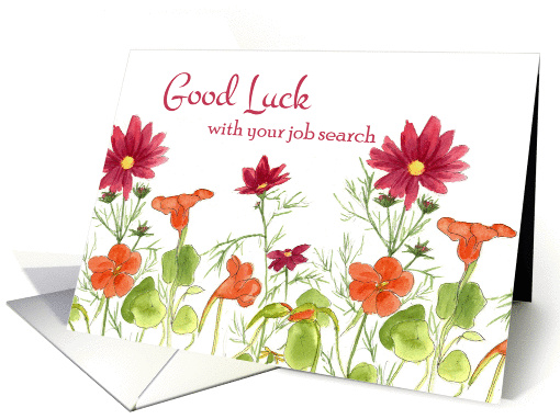 Good Luck With Your Job Search Orange Nasturtium Flowers card