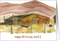 Happy Birthday Custom Name Desert Mountains Watercolor Art card