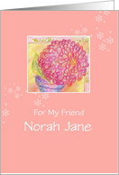 Friendship Red Zinnia Flower Custom Name card