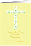 Baptism Congratulations Dear Friend Floral Cross Scripture card