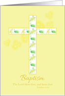 Baptism Congratulations White Floral Cross Yellow Daisy card