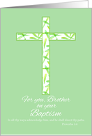 Baptism Congratulations For Brother White Leaf Cross card