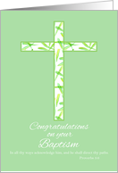 Baptism Congratulations White Leaf Cross card