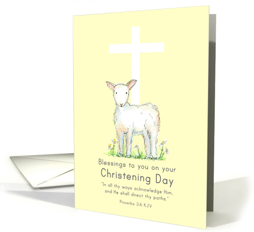 Blessings on Your Christening Day Lamb White Cross card (1270022)