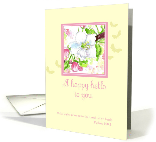 Hello Bible Verse Psalms Cherry Blossom Flower Watercolor card