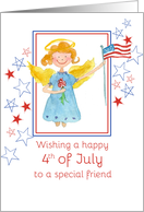 Happy 4th of July Friend Patriotic Angel Watercolor card