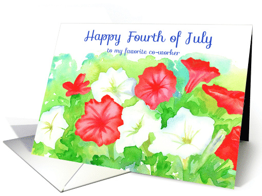 Happy 4th of July Favorite Co-Worker Red Petunias card (1272416)