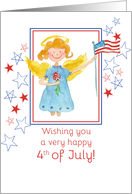 Happy 4th of July Patriotic Angel Watercolor Art card