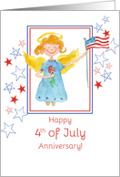 Happy 4th of July Anniversary Patriotic Angel Watercolor Art card