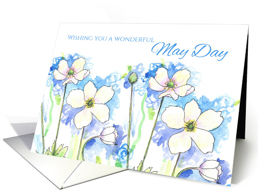 Wishing You A Wonderful May Day White Anemone card (1274152)