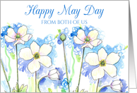 Happy May Day From Both Of Us White Windflowers card