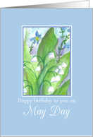 Happy Birthday on May Day Lily of the Valley Watercolor card
