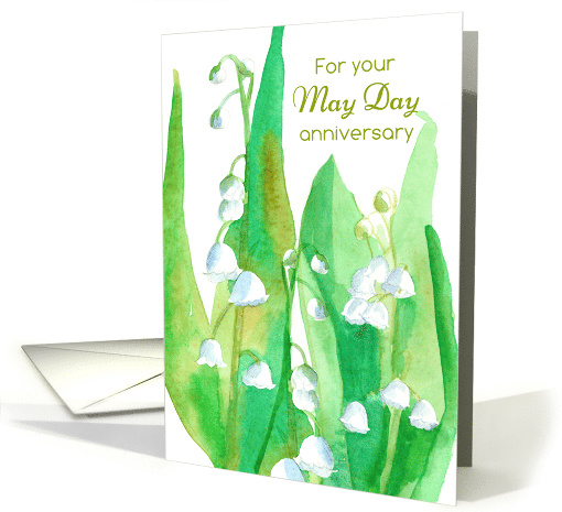 For Your May Day Anniversary Lily of the Valley Watercolor card