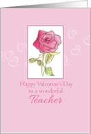 Happy Valentine’s Day Teacher Pink Rose Watercolor Art card