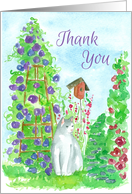 Thank You Garden Cat Watercolor Painting Blank card